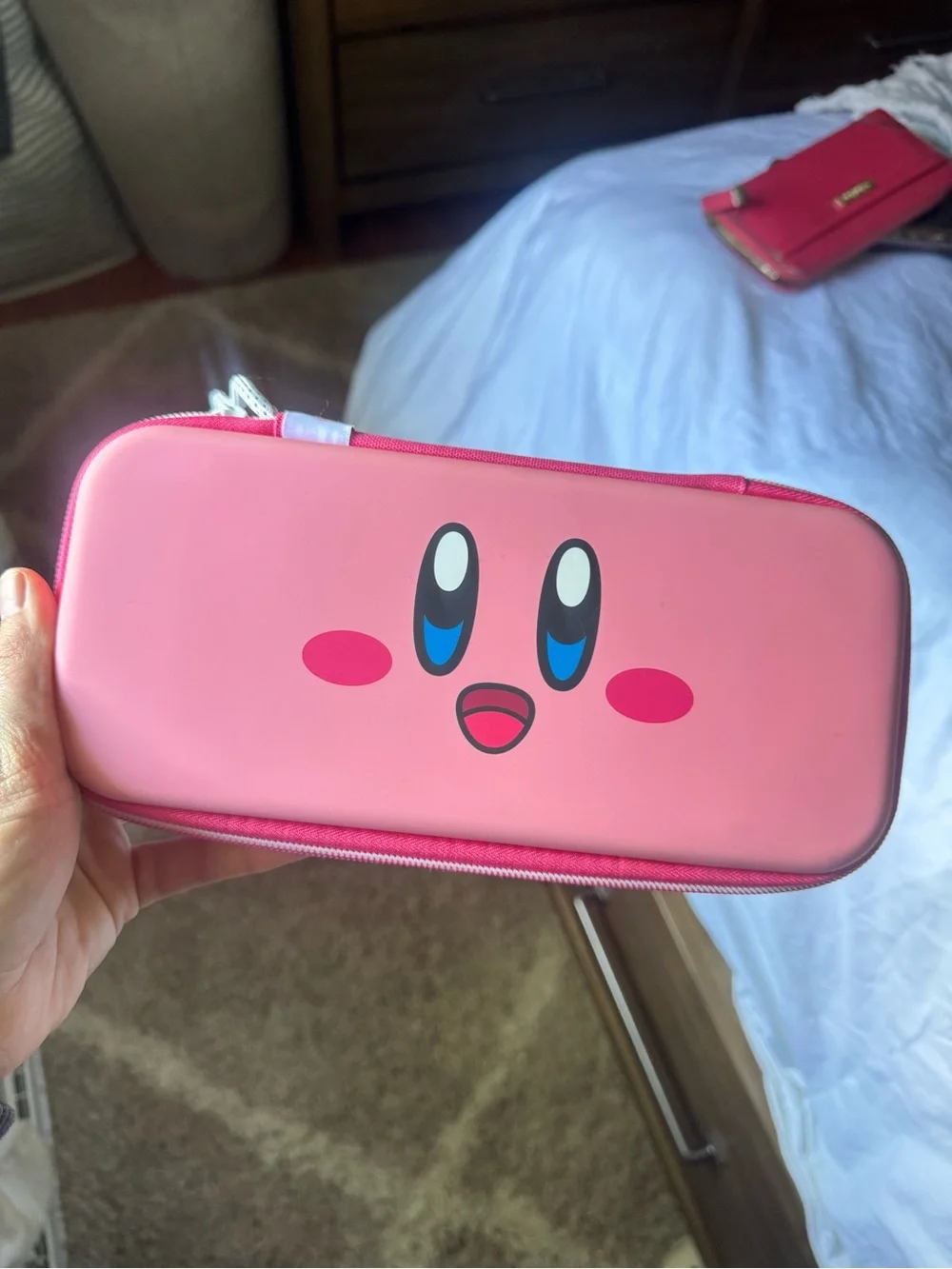 Pink Kirby Face Zippered Case